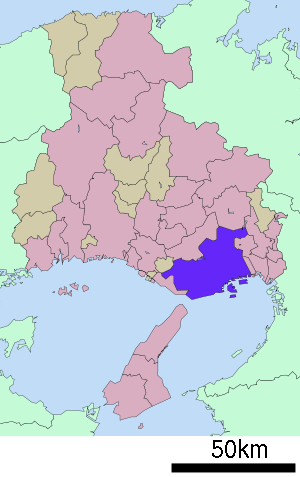 Lage Kōbes in der Präfektur