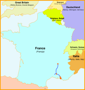 Strecke der LGV Méditerranée