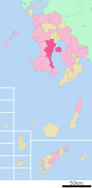 Lage Kagoshimas in der Präfektur
