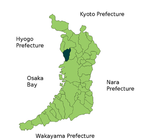 Lage Toyonakas in der Präfektur