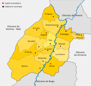 Karte Bistum Cartago (Kolumbien)