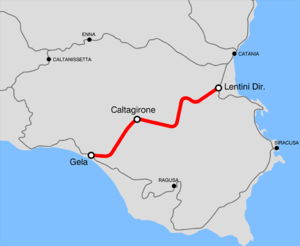 Strecke der Bahnstrecke Lentini Diramazione–Caltagirone–Gela