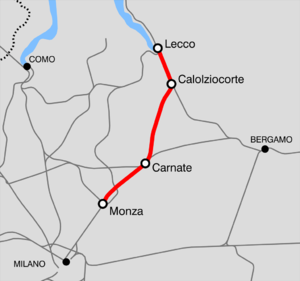 Strecke der Bahnstrecke Monza–Calolziocorte