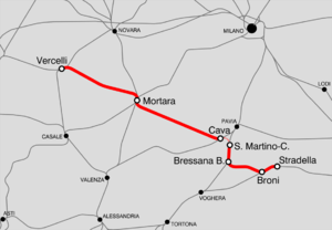 Strecke der Bahnstrecke Vercelli–Stradella