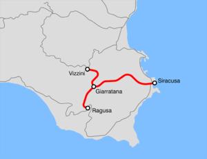 Strecke der Bahnstrecke Giarratana–Ragusa