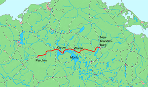 Strecke der Bahnstrecke Parchim–Neubrandenburg