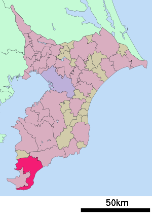 Lage Minamibōsōs in der Präfektur
