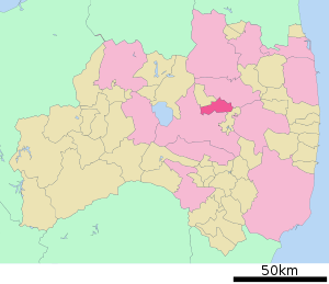 Lage Motomiyas in der Präfektur