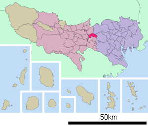 Lage Musashinos in der Präfektur