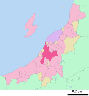 Lage Nagaokas in der Präfektur