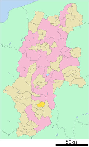 Lage Nakagawas in der Präfektur