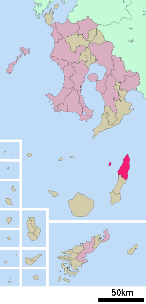 Lage Nishinoomotes in der Präfektur