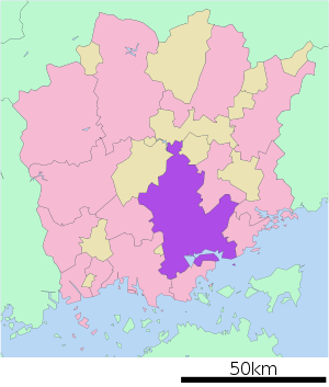 Lage Okayamas in der Präfektur