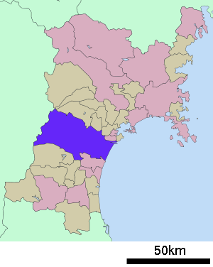 Lage Sendais in der Präfektur