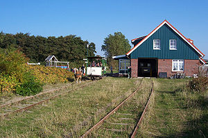Der Bahnhof der heutigen Museumspferdebahn am Dorfrand