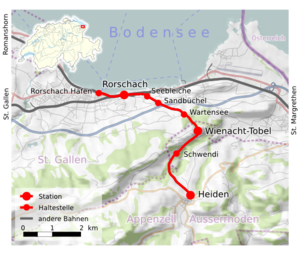 Strecke der Rorschach-Heiden-Bergbahn