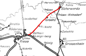 Strecke der Bahnstrecke Zeithain–Elsterwerda
