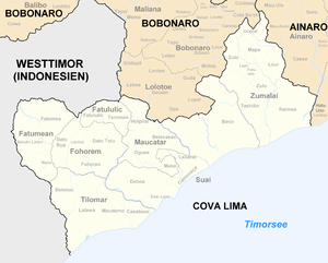 Der Suco Camenaça liegt an der Küste des Subdistrikts Suai.