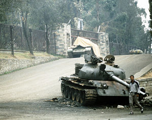 Außer Gefecht gesetzter T-62-Panzer in Addis Abeba 1991