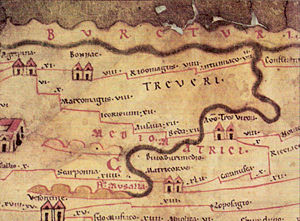 Die Provinz Germania auf der Tabula Peutingeriana (Kopie des 17. Jahrhunderts)