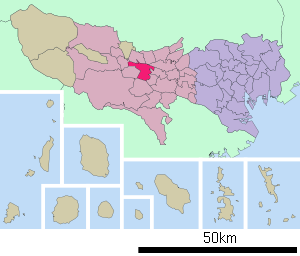 Lage Tachikawas in der Präfektur