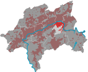 Lage des Bezirks Heckinghausen in Wuppertal