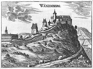 Burg Waxenberg um 1674, Stich von G.M.Vischer