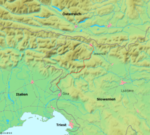 Strecke der Bahnstrecke Jesenice–Trieste