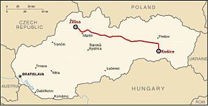 Strecke der Bahnstrecke Košice–Žilina