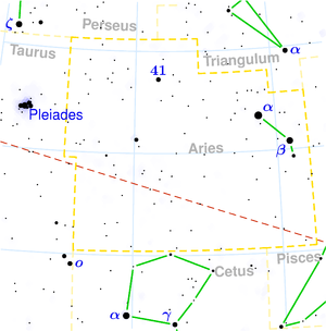 Karte des Sternbildes Widder