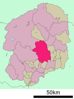 Lage Utsunomiyas in der Präfektur