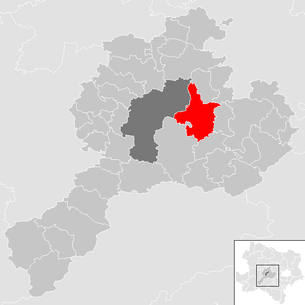 Lage der Gemeinde Böheimkirchen im Bezirk Sankt Pölten-Land (anklickbare Karte)