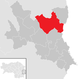 Lage der Gemeinde Bad Blumau im Bezirk Fürstenfeld (anklickbare Karte)