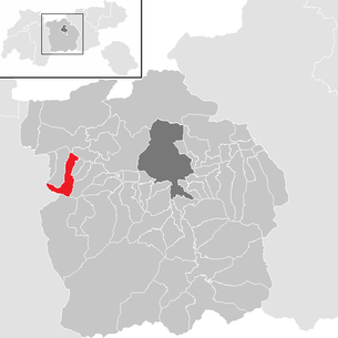 Lage der Gemeinde Flaurling im Bezirk Innsbruck Land (anklickbare Karte)