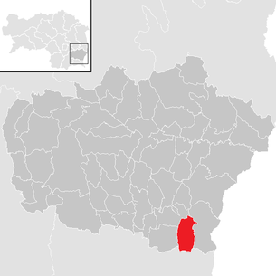 Lage der Gemeinde Frutten-Gießelsdorf im Bezirk Feldbach (anklickbare Karte)