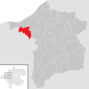 Lage der Gemeinde Geinberg im Bezirk Ried im Innkreis (anklickbare Karte)
