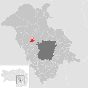 Lage der Gemeinde Gratwein im Bezirk Graz-Umgebung (anklickbare Karte)
