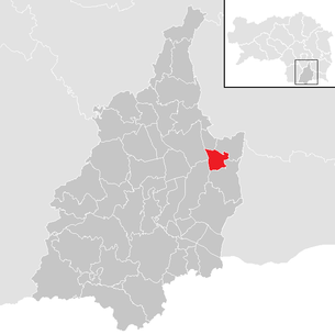Lage der Gemeinde Hainsdorf im Schwarzautal im Bezirk Leibnitz (anklickbare Karte)