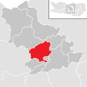 Lage der Gemeinde Himmelberg im Bezirk Feldkirchen (anklickbare Karte)