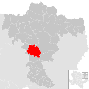 Lage der Gemeinde Ladendorf im Bezirk Mistelbach (anklickbare Karte)