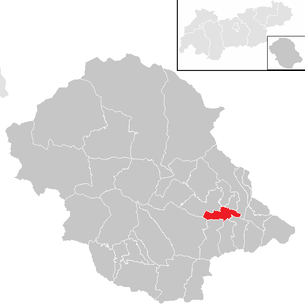 Lage der Gemeinde Lienz im Bezirk Lienz (anklickbare Karte)