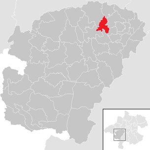 Lage der Gemeinde Manning im Bezirk  Vöcklabruck (anklickbare Karte)
