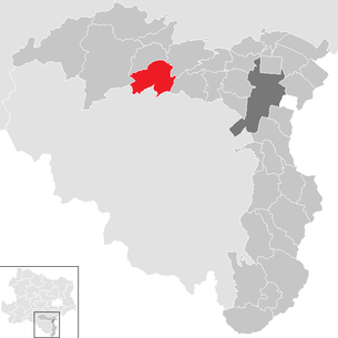 Lage der Gemeinde Miesenbach (Niederösterreich) im Bezirk Wiener Neustadt-Land (anklickbare Karte)