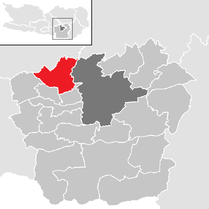 Lage der Gemeinde Moosburg (Kärnten) im Bezirk Klagenfurt-Land (anklickbare Karte)