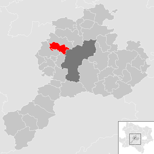 Lage der Gemeinde Neidling im Bezirk Sankt Pölten-Land (anklickbare Karte)