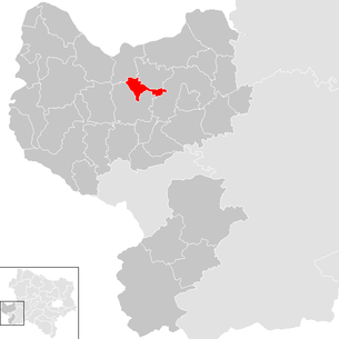 Lage der Gemeinde Oed-Oehling im Bezirk Amstetten (anklickbare Karte)