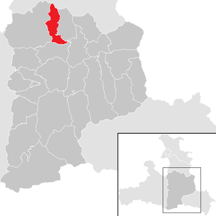 Lage der Gemeinde Pfarrwerfen im Bezirk St. Johann im Pongau (anklickbare Karte)