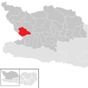 Lage der Gemeinde Rangersdorf im Bezirk Spittal an der Drau (anklickbare Karte)