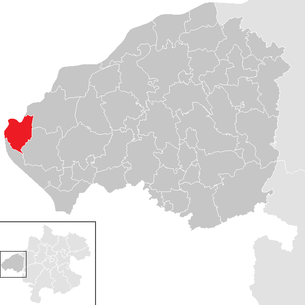 Lage der Gemeinde Sankt Radegund im Bezirk Braunau am Inn (anklickbare Karte)