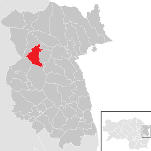 Lage der Gemeinde Schachen bei Vorau im Bezirk Feldbach (anklickbare Karte)
